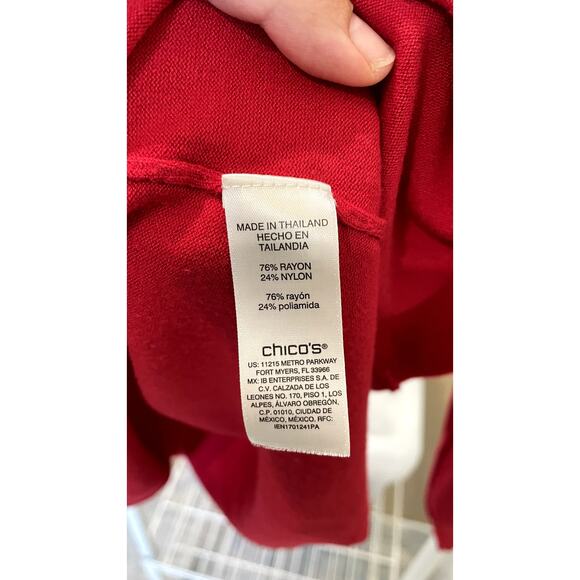 Chico’s Red Puff Sleeve Knit Top Women’s Size 1 (M/L) - Picture 5 of 6